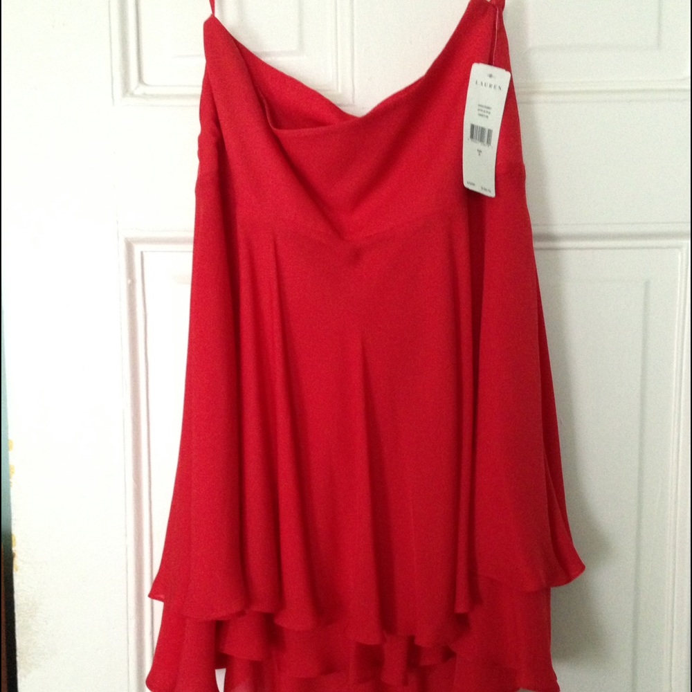 Ralph Lauren Red Silk Ruffle Skirt - Picture 3 of 15